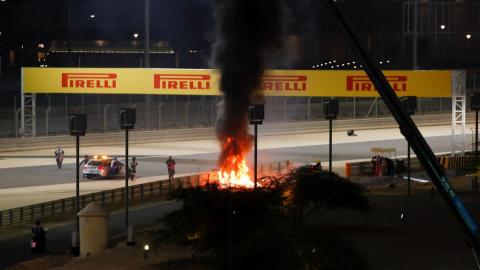 Accidente de Romain Grosjean en Bahrein Accidente de Romain Grosjean en Bahrein