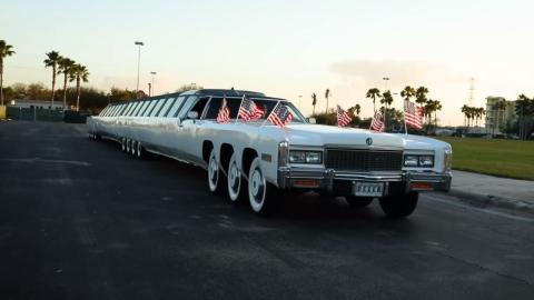 The largest limousine in the world includes a swimming pool and helipad
